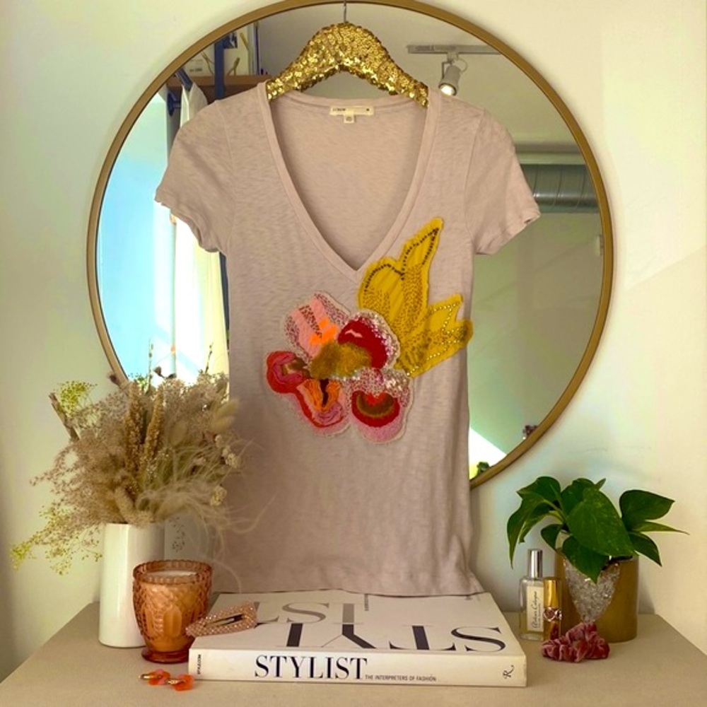 J.Crew Embellished Textural Tee